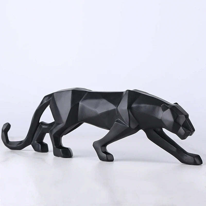 Resin Leopard Statue Modern Abstract Geometric Style Animal Panther Figurine Home Office Desktop Ornaments Decoration Sculpture