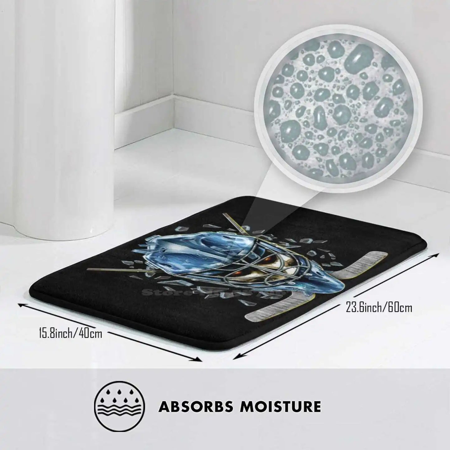 Airbrushed Hockey Mask With Exploding Ice With Skull 3D Household Goods Mat Rug Carpet Cushion Sports Skulls Hockey Ice