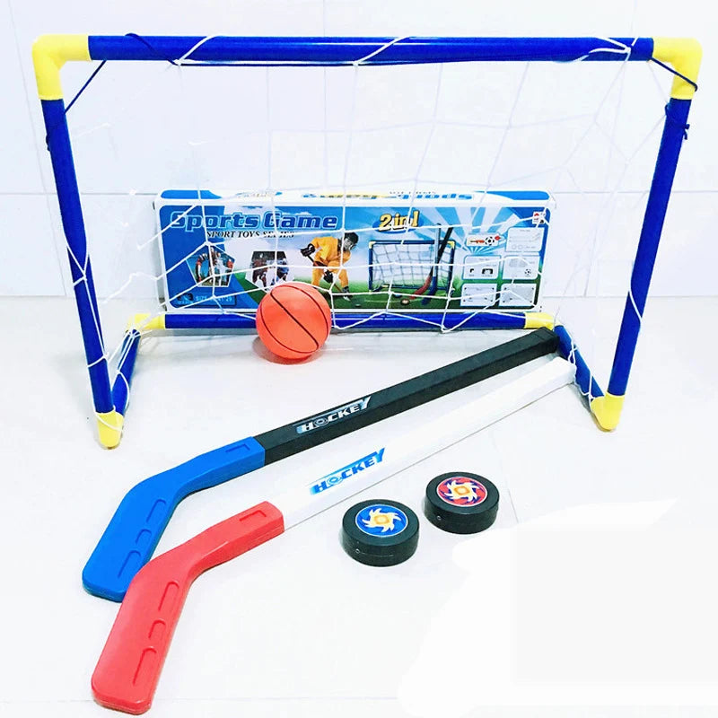 Kids Children Winter Ice Hockey Stick Training Tools Plastic Golf Football Soccer Goal Removable Mini Football Set