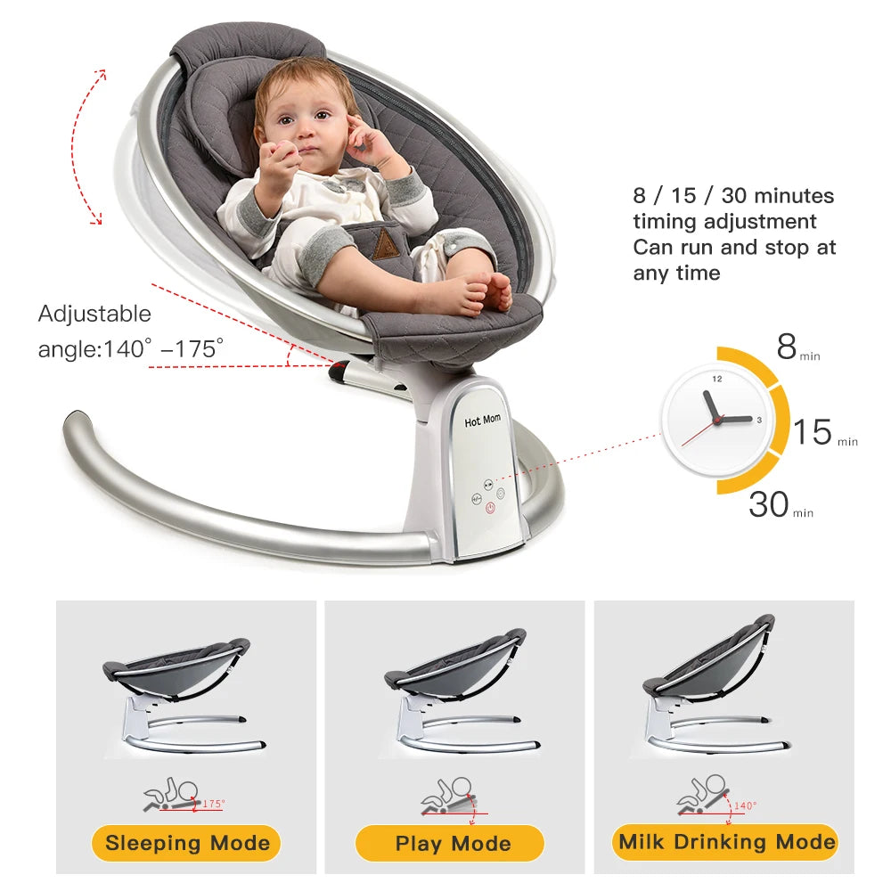 Hot Mom BB200 Baby Swing  with Adjustable,Electric Baby Bouncer Seat Multiple Function Baby Rocker Swing