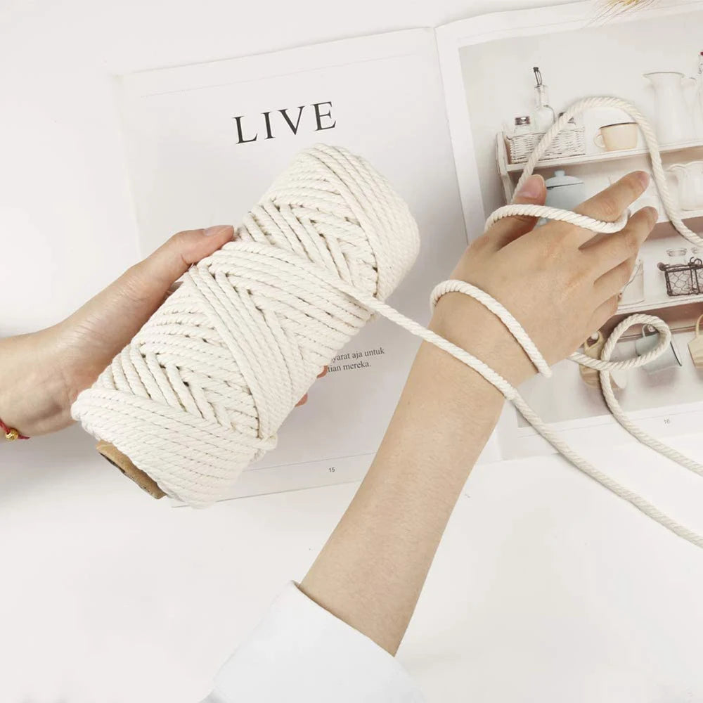 Macrame Cord 1/2/3/4/5/6/8/10mm Natural Cotton Twisted Macrame Rope String DIY Craft Knitting Making Plant Hangers Wall Hangings