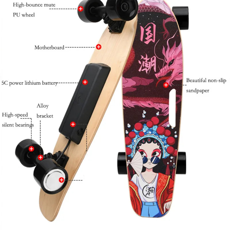 Electric Skateboard Four-wheel Size Fish Plate Step adult Brush Street Student Adult Professional Board Wireless Remote Control