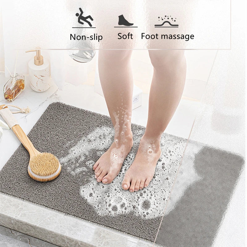 Bathroom Anti-slip Mat Mildew Proof Waterproof Shower Mat Soft Massage Home Bath Kitchen PVC Washable Quick Drying Floor Rug