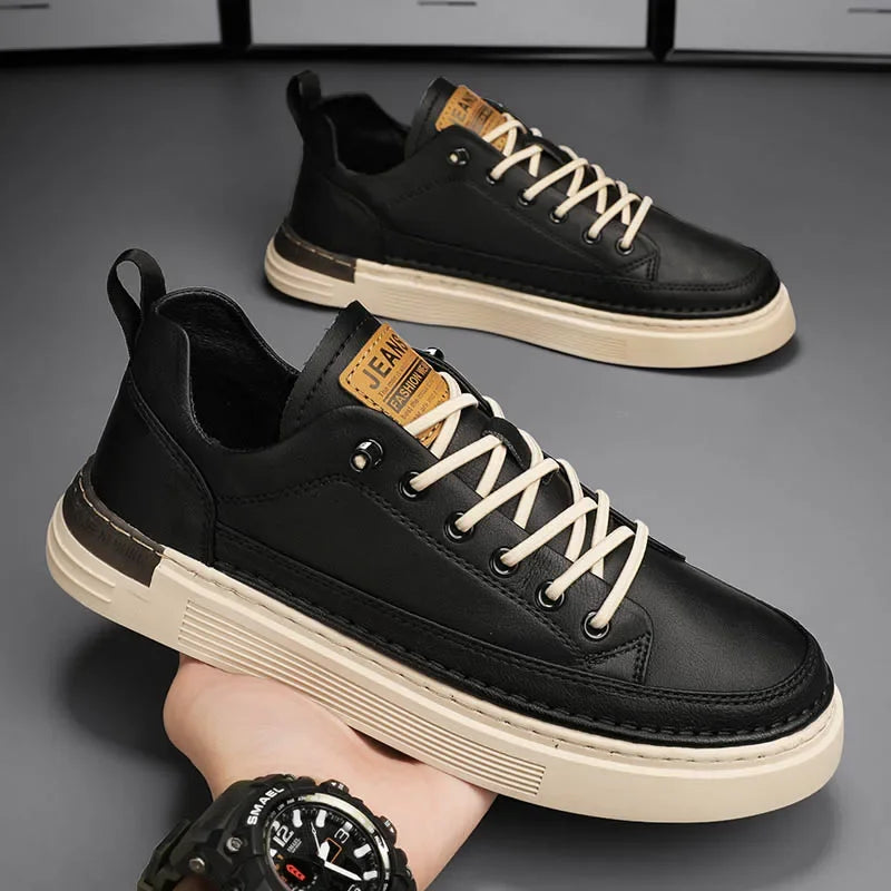 Men's Leather Shoes Casual Comfort Cricket Shoe 2024 Fashion Sneakers For Men Lightweight Driving Shoes