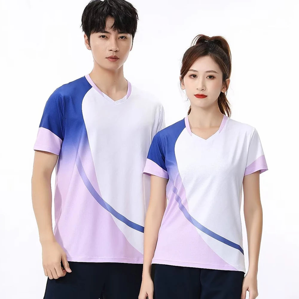 Quick-dry Tennis Badminton Shirt for Men Women Kid Print Short Sleeve Ping Pong Uniform 2023 Couple Table Tennis Jersey Clothing