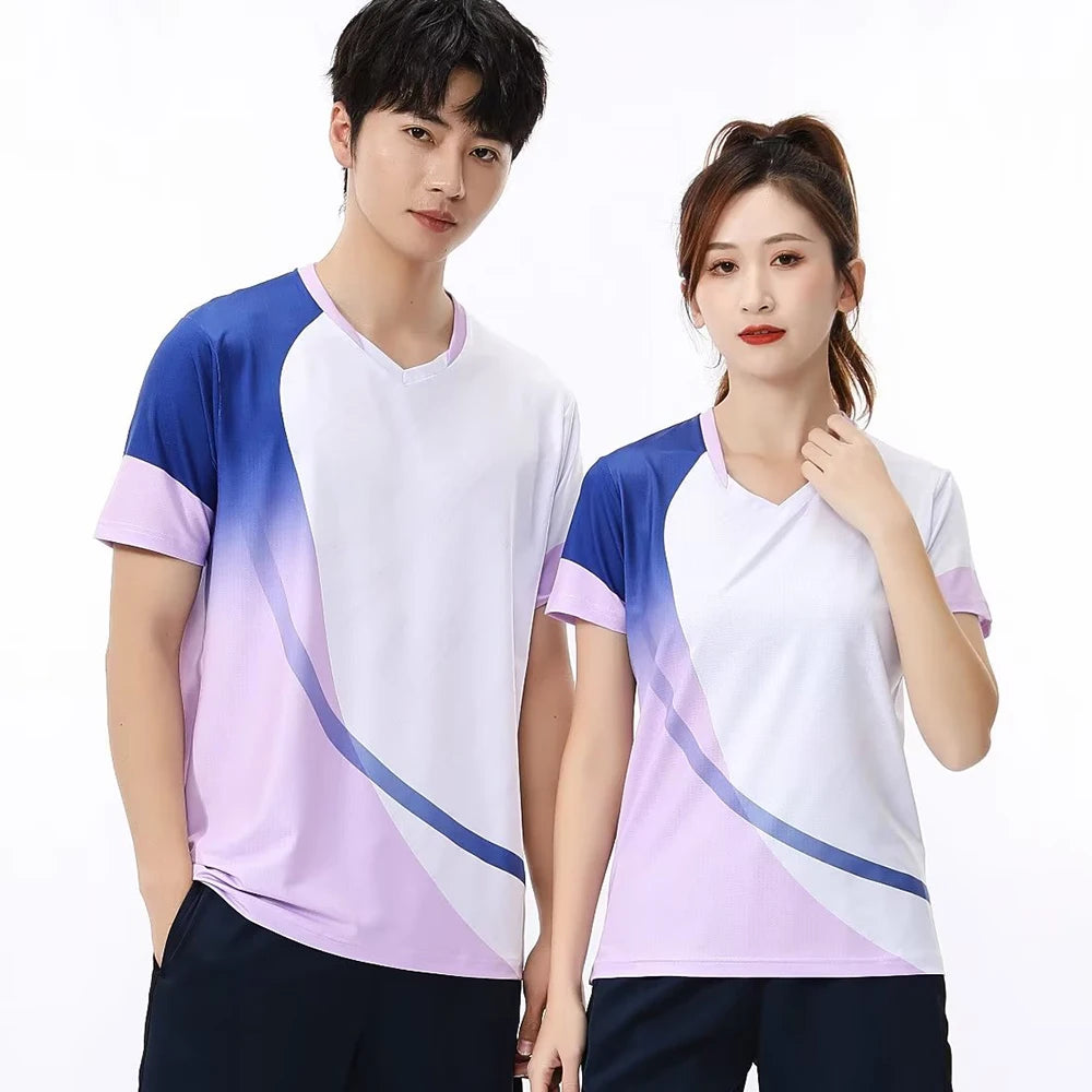 Quick-dry Tennis Badminton Shirt for Men Women Kid Print Short Sleeve Ping Pong Uniform 2023 Couple Table Tennis Jersey Clothing