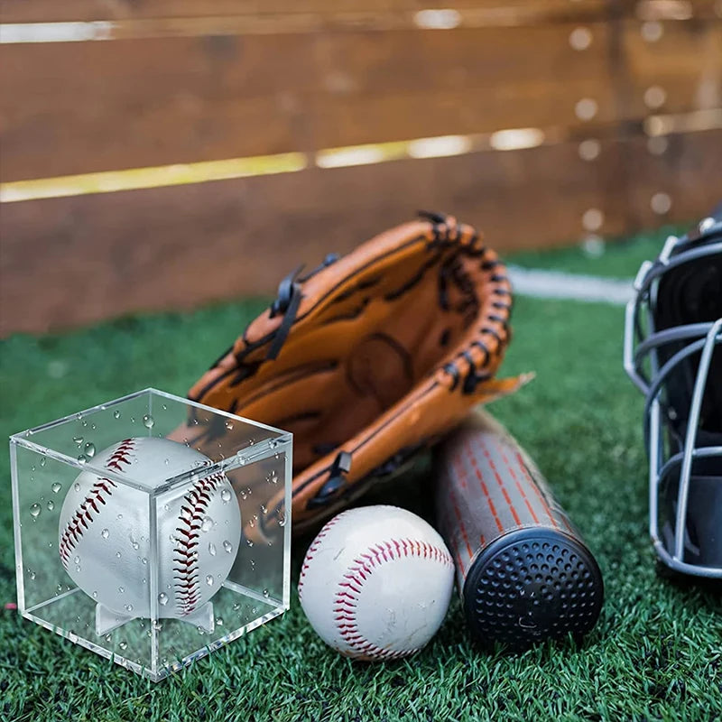 Acrylic Baseball Box Display Golf Tennis Ball Transparent Case for Souvenir Storage Box Holder UV Protection Dust 8x8x8cm 1pc