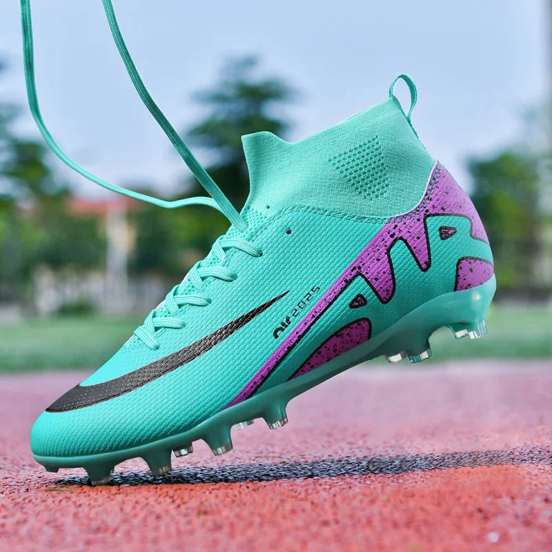 Fashion High Top Adult FT/AG Professional Soccer Boots Anti Slip Wearable Youth Soccer Boots Outdoor Lawn Sports Soccer Ball