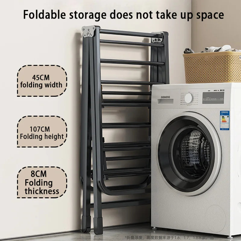 Household Airfoil Floor Drying Rack Balcony Multifunctional Folding Hanger Simple Stabilize The Carbon Steel Quilt Rack