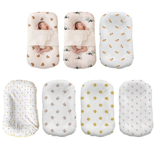 B2EB Newborn Baby Nest Lounger Cotton Washable Travel Bed Soft and Breathable Sleeping Cushion Travel Essential Shower Gift