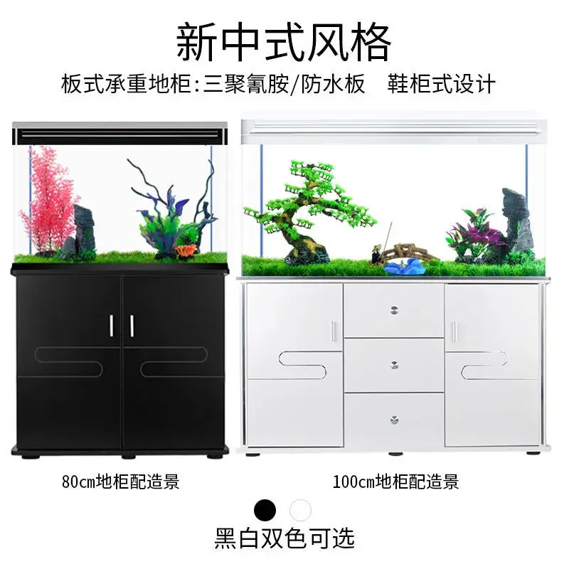 Room Fish Tank Small and Medium Size Aquarium Home Lazy Change Water Ecological Large  Globe with Base Cabinet