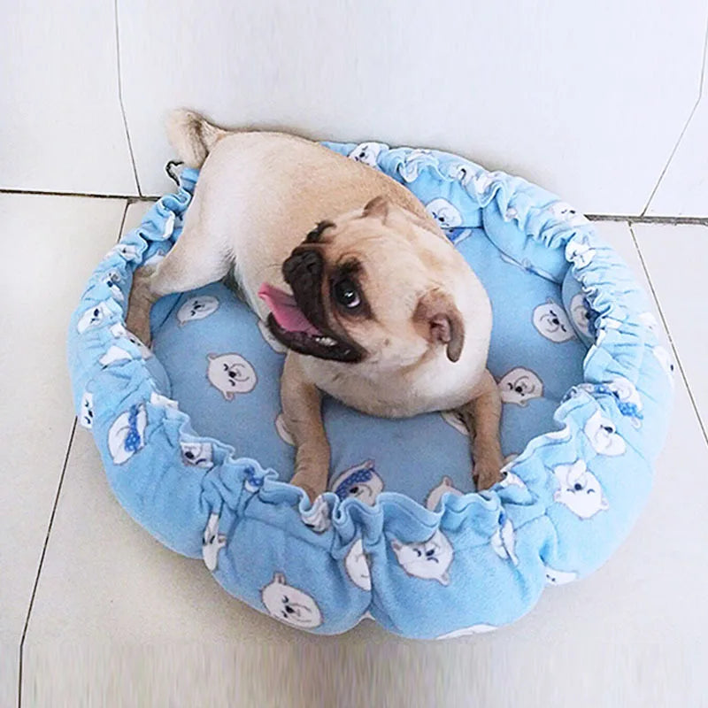 Round Dog Cat Bed Basket Warm Plush Cats Cushion Pet Bag Mat Winter House Soft Nest Puppy Sleeping Sofa for Small Dogs Cat