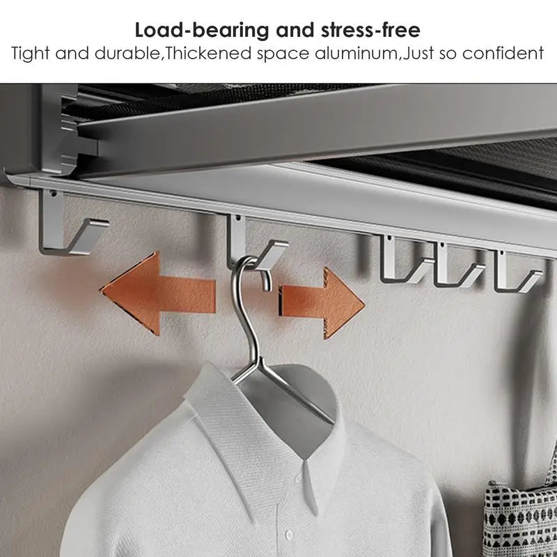 Retractable Laundry Drying Rack Space Saving Thicken Aluminum Clothes Hanger Rack For Bathroom Closet Laundry Room Home Supplies