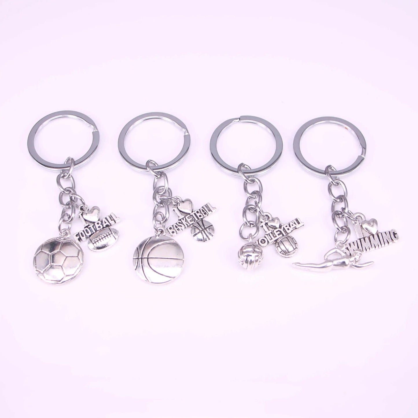 20pcs Sport Football Basketball Volleyball Keychain Love Pendant Gift For Sport Lover