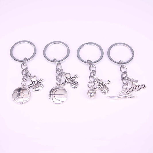 20pcs Sport Football Basketball Volleyball Keychain Love Pendant Gift For Sport Lover