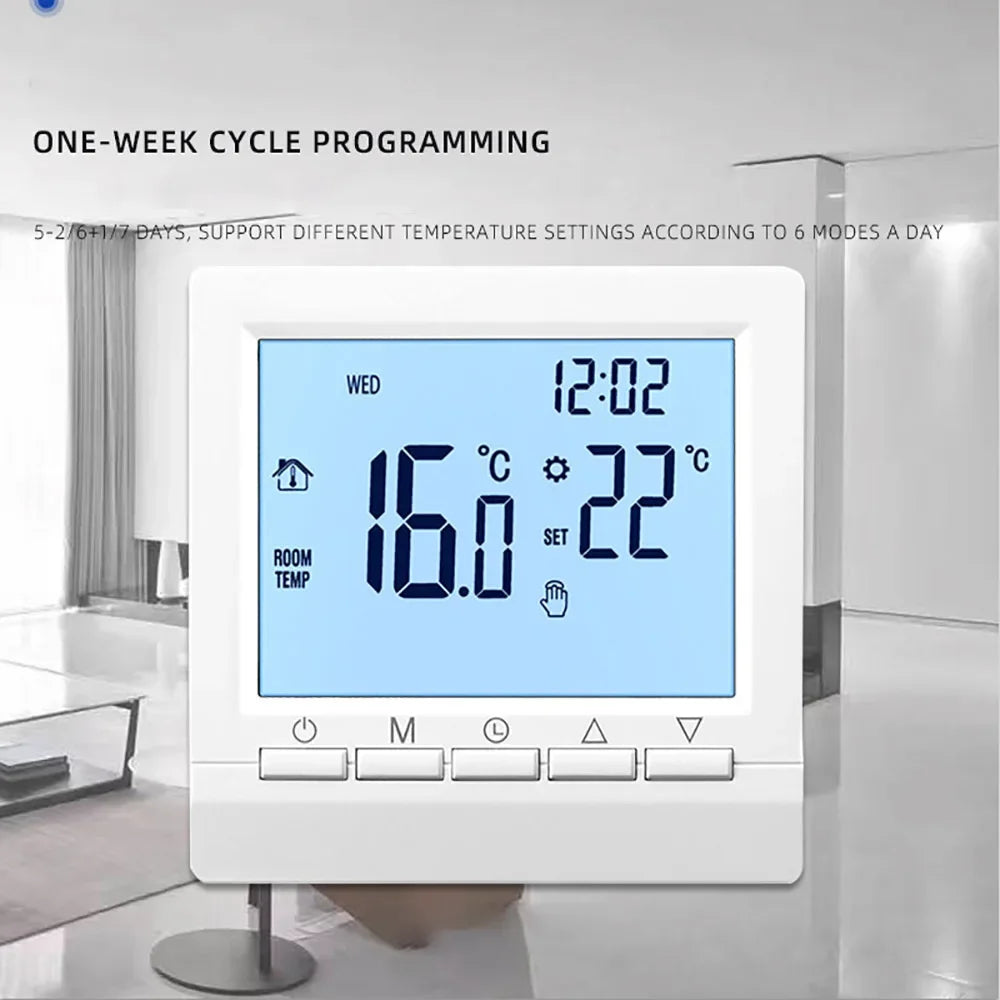 Digital LCD Gas Boiler Thermostat 3A Weekly Programmable Room Heating Wall Mount Temperature Controller #20