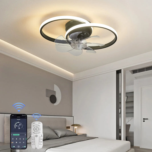 Ceiling Fan with Light, 2024 Upgraded Low Profile Fan, Flush Mount Ceiling Fan, 6 Speed, Dimmable LED, App & Remote Control