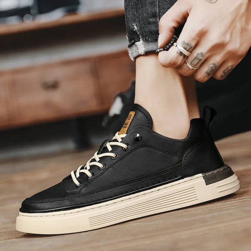 Men's Leather Shoes Casual Comfort Cricket Shoe 2024 Fashion Sneakers For Men Lightweight Driving Shoes