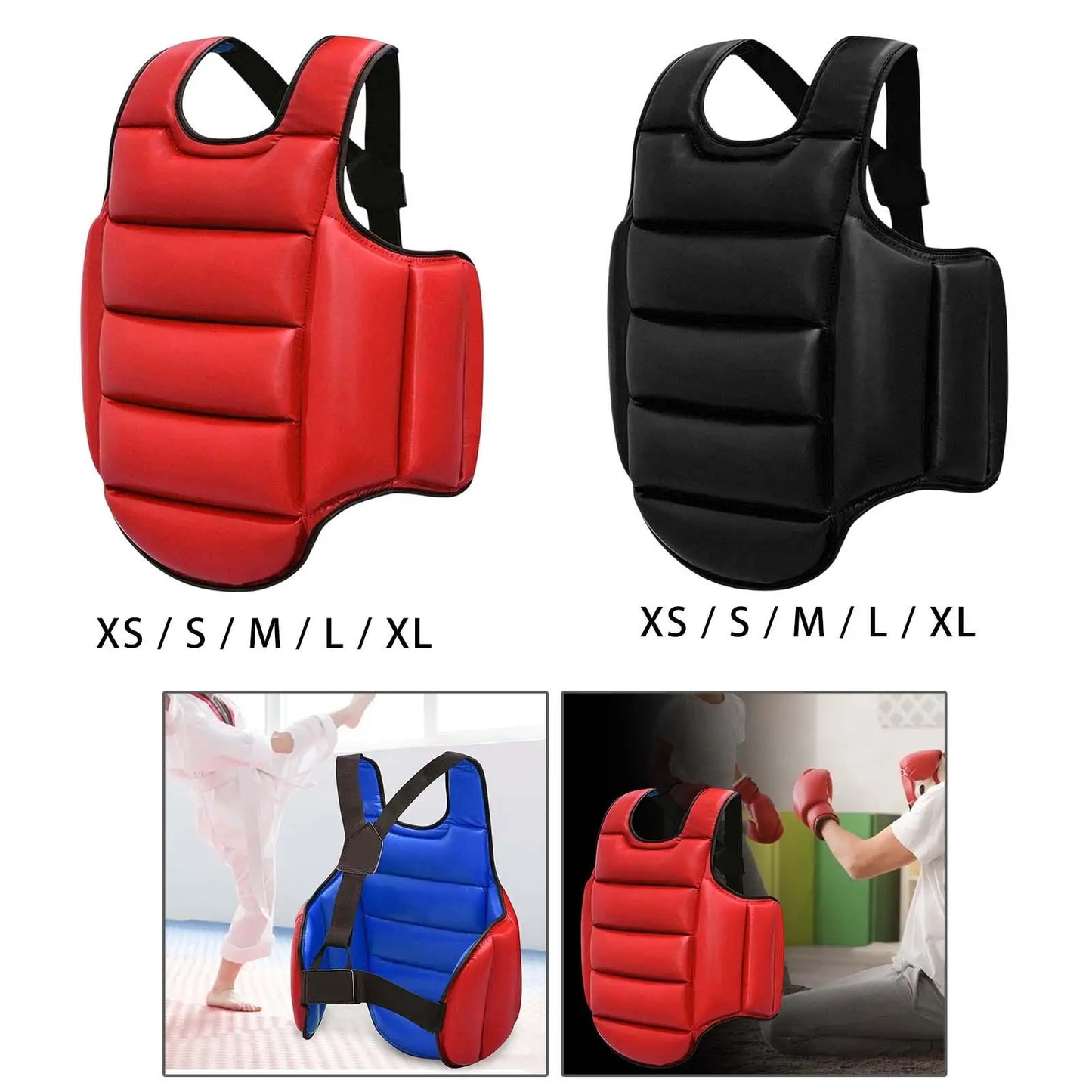 Reversible Taekwondo Protector Vest Adjustable Shield Karate Chest Guard for Adults Kids Martial Arts Heavy Punching Muay Thai