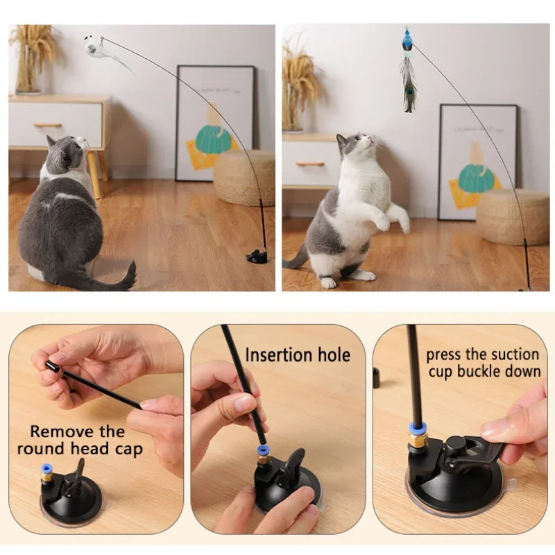 Interactive Cat Toy Funny Simulation Bird Feather with Bell