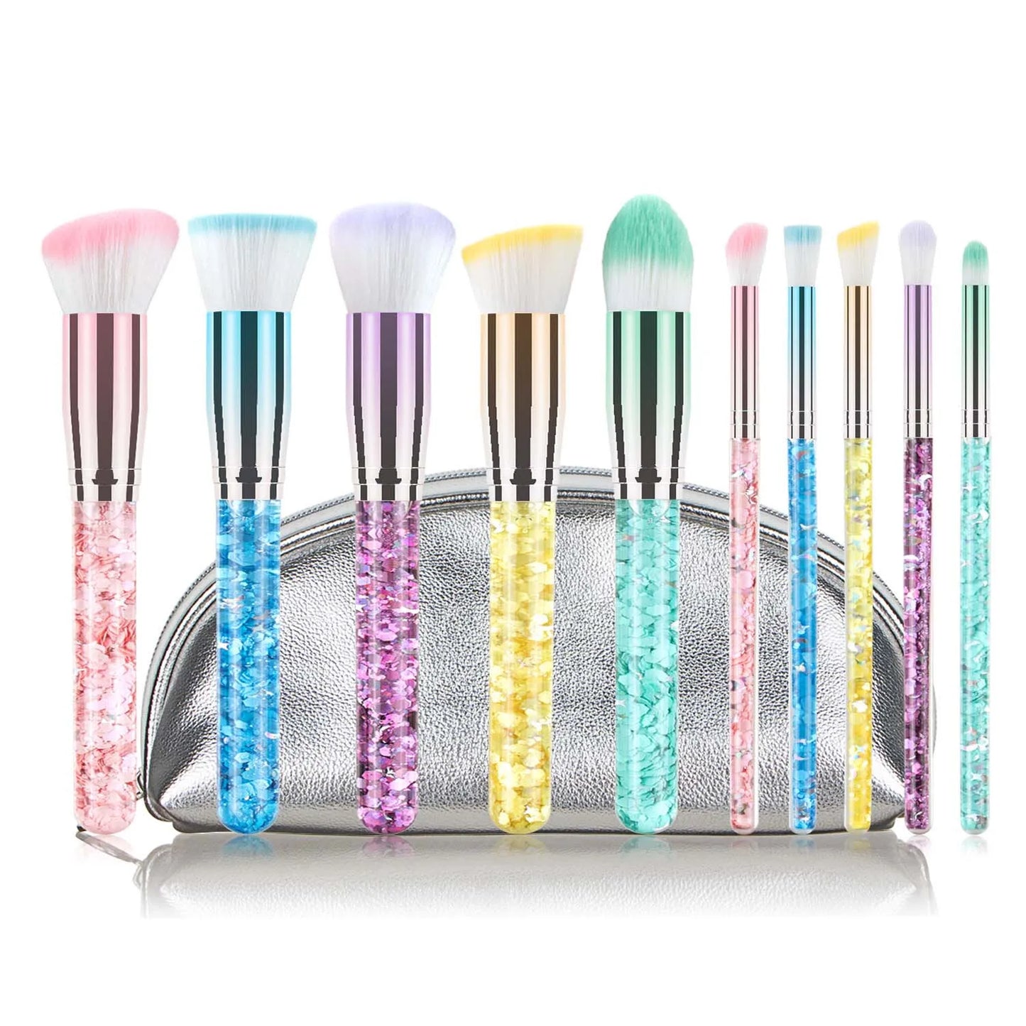 CALIYI 8/10 PCS Liquid Quicksand Makeup Brushes Set Kit Foundation Powder Blush Concealer Eye Shadow Lip Make Up Cosmetic Tools
