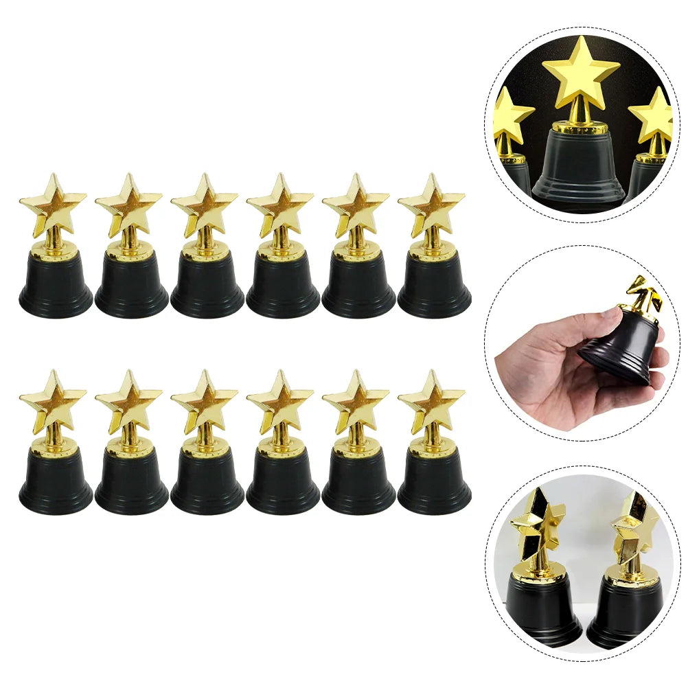 12 Pcs Miniature Star Trophy Child Soccer Medals Kids Trophies Plastic Exquisite Award Trophys cup