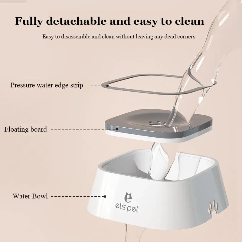 New 1.5L Dog Drinking Water Bowls Floating Non-Wetting Mouth Cat Slow Anti-Overflow Water Feeding Dispenser Large Capacity