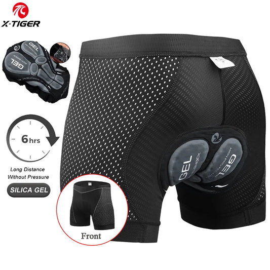 X-TIGER Cycling Shorts Men's Cycling Underwear Breathable Mesh Riding Underpant Gel Pad Shockproof Bike Shorts Bicycle Underwear