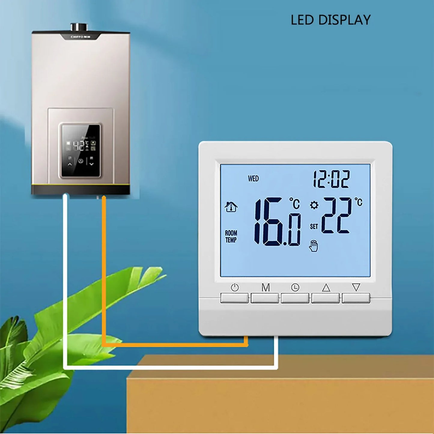 Digital LCD Gas Boiler Thermostat 3A Weekly Programmable Room Heating Wall Mount Temperature Controller #20