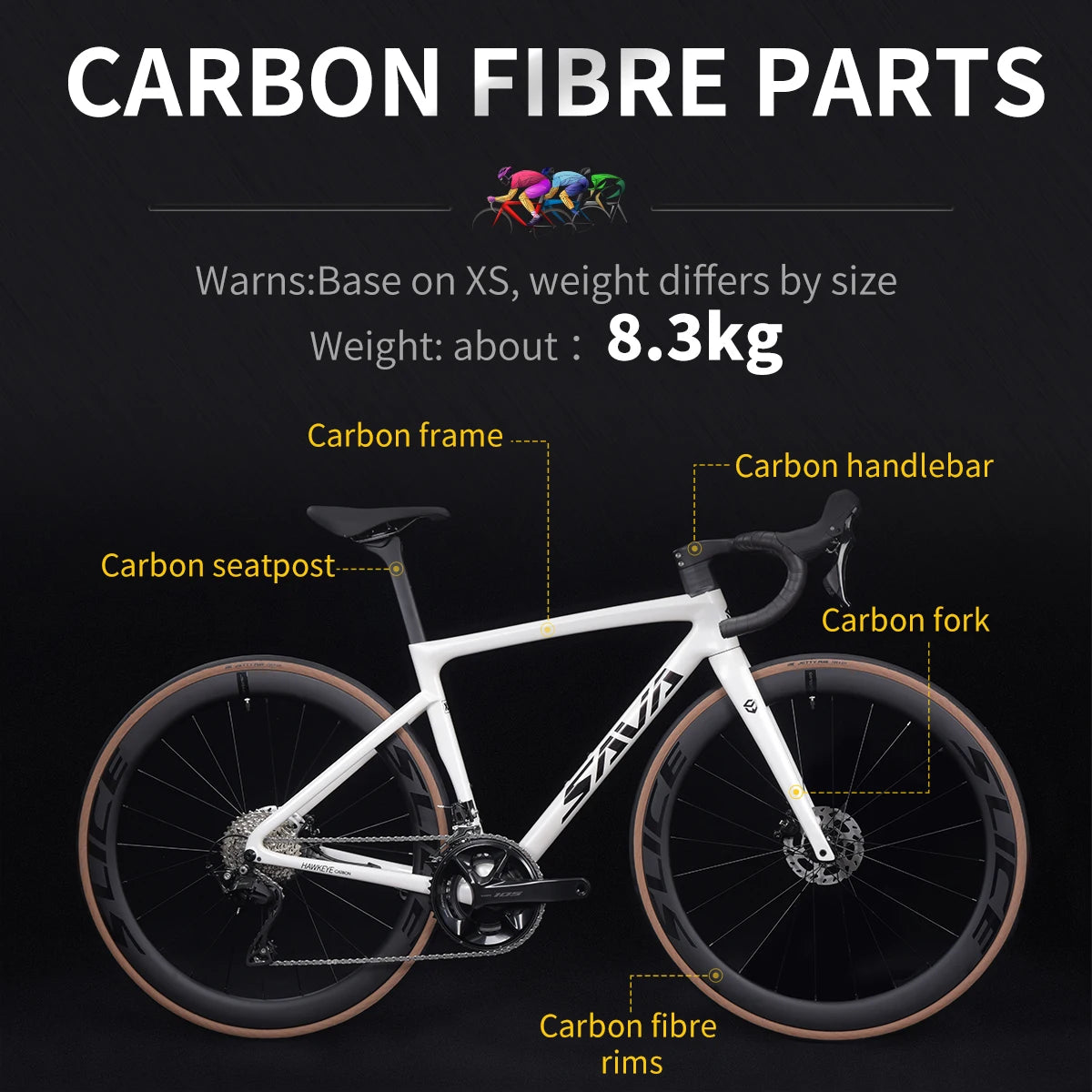 SAVA F20 Full Carbon Fiber Road Bike 24 Speed Purple Road Bicycle Race Bike 8.3kg with SHIMAN0 105 R7120 with CE+UCI Approval