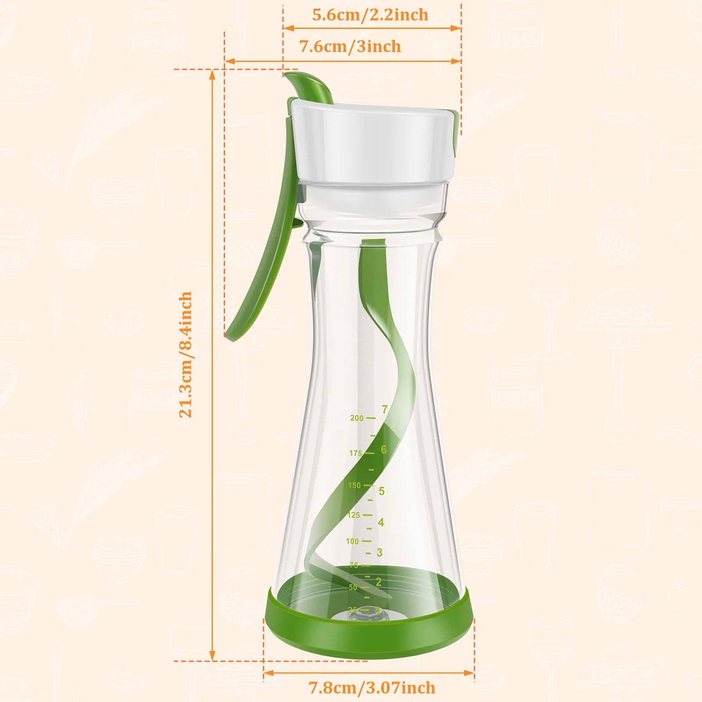 2Pcs Salad Dressing Shaker with Handle Leakproof Salad Dressing Mixer with Scale Dishwasher Safe Salad Dressing Bottle Shaker