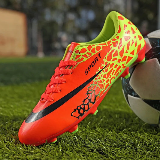 Outdoor Orange FG/TF Children's Soccer Shoes Size 31-44 Lace-up Football Boots Sneakers Kids Cheap Soccer Sneakers for Men Women