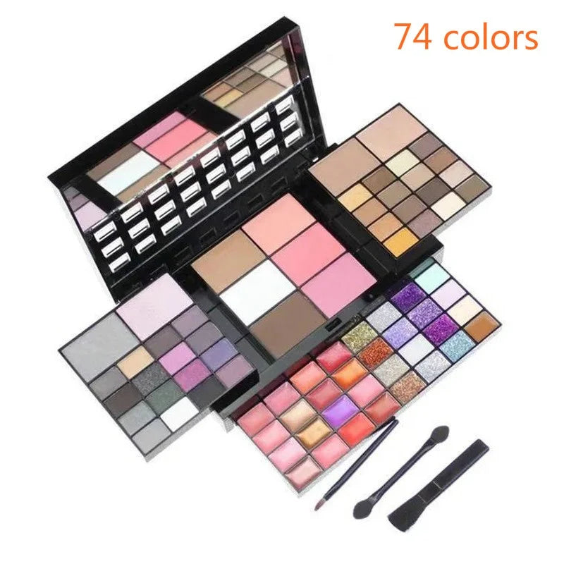 40/74/78 Colors Glitter Eyeshadow Palette Matte Waterproof Long Lasting Pressed Powder Cosmetics Kit Fashion Women Make-Up Tools