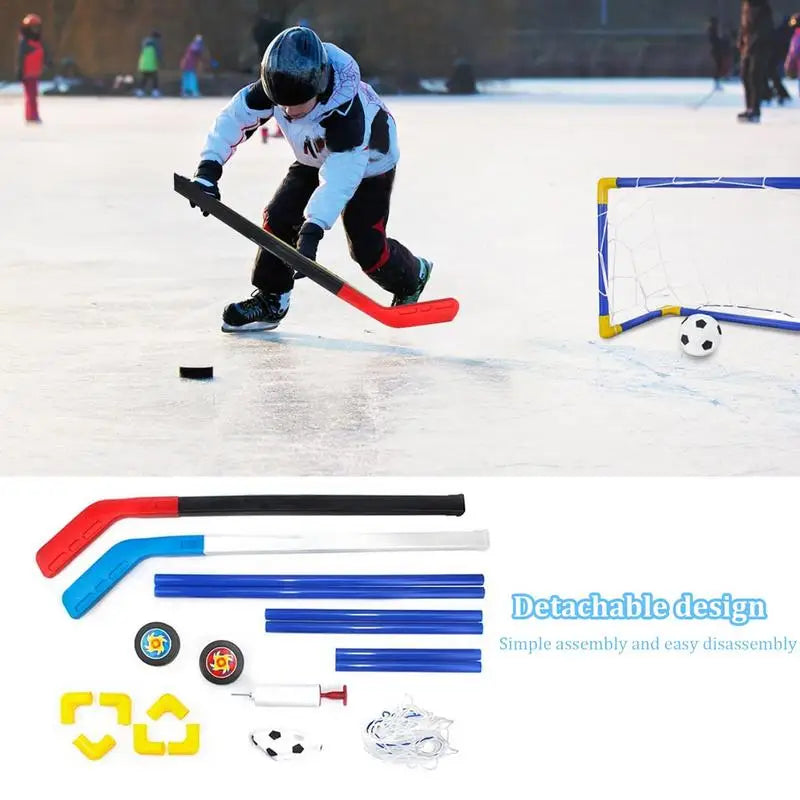 Hover Soccer Hockey Balls 2 In 1 Hockey Football Hockey Ball Pump Mini Soccer Goal Set Mini Soccer Set For Kids Gift Outdoor