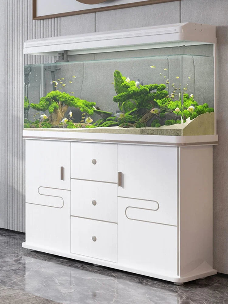 Room Fish Tank Small and Medium Size Aquarium Home Lazy Change Water Ecological Large  Globe with Base Cabinet