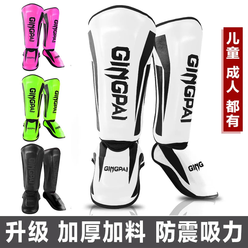 Youth/Adult MMA Boxing Shin Guards Kickboxing Ankle Support Equipment Karate Protectors Foot Shank Sanda Muay Thai Leggings DEO