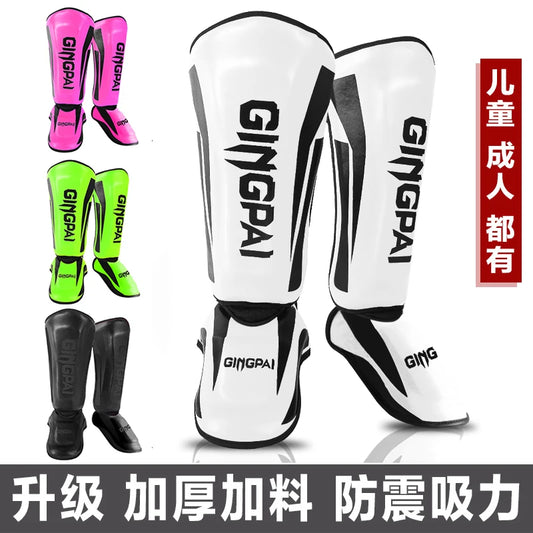 Youth/Adult MMA Boxing Shin Guards Kickboxing Ankle Support Equipment Karate Protectors Foot Shank Sanda Muay Thai Leggings DEO