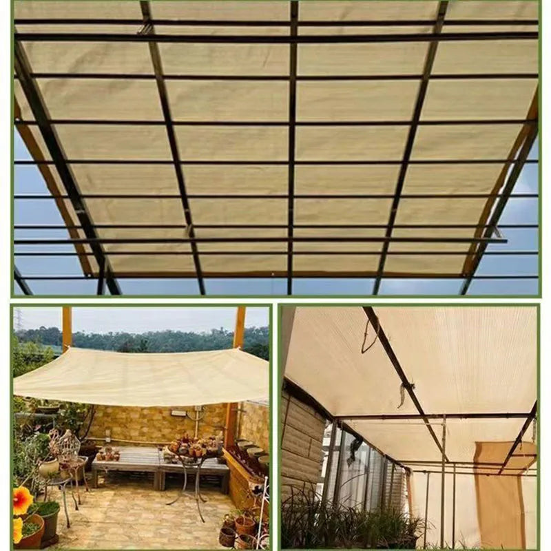 Outdoor garden shading mesh, terrace shading mesh, camping shading mesh, UV protection, HDPE sunscreen fabric, sunshade beige