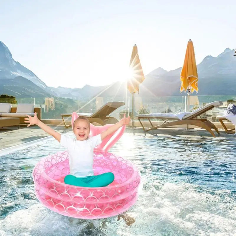 Pink Round Inflatable Swimming Pool PVC Paddling Pool Outdoor Summer Inflatable Pool Bathtub Above Ground Pool Blow Up Pools