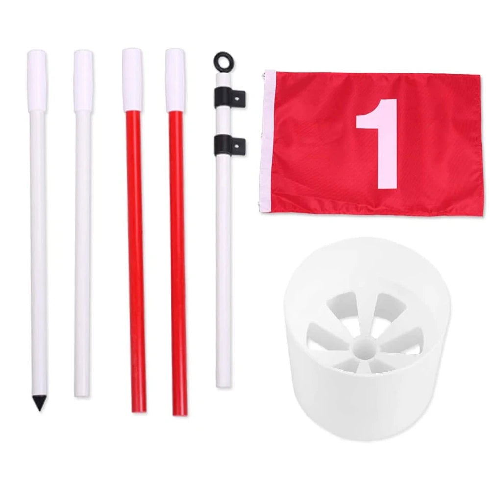 Golf Flags Hole Pole Cup Set, Portable 5 Section Practice Golf Pin Pole Flags for Yard Garden Training