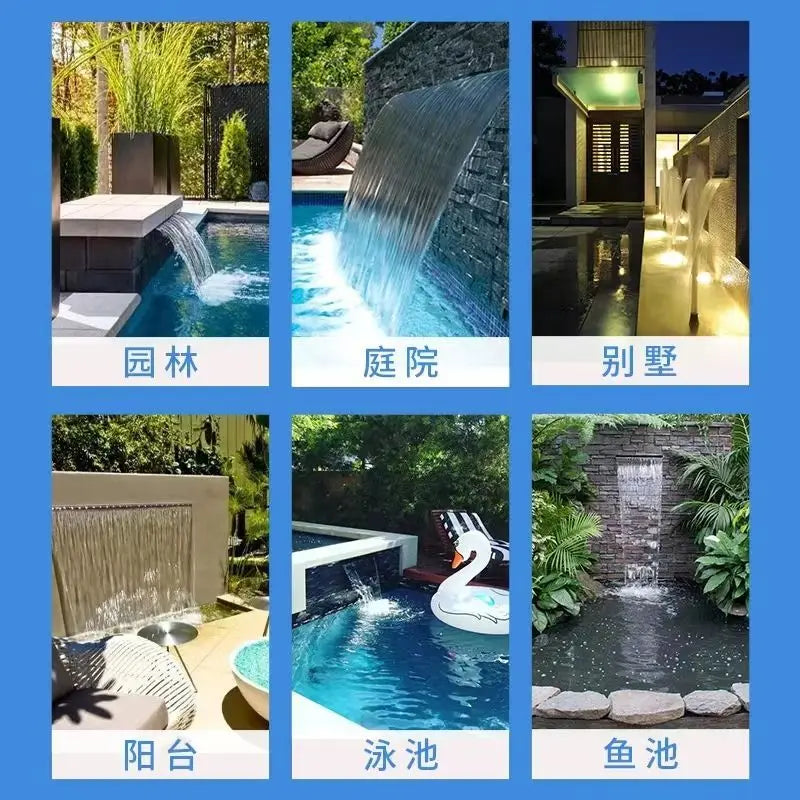 Colorful waterfall water curtain nozzle,swimming pool stainless steel waterfall outlet landscaping,fountain waterscape wall