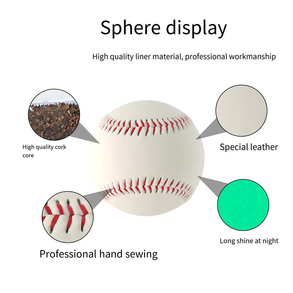 Special Leather Light Up Baseball, Official Size 9 Inch, Glow in the Dark, White Night Practice, Luminous Baseball