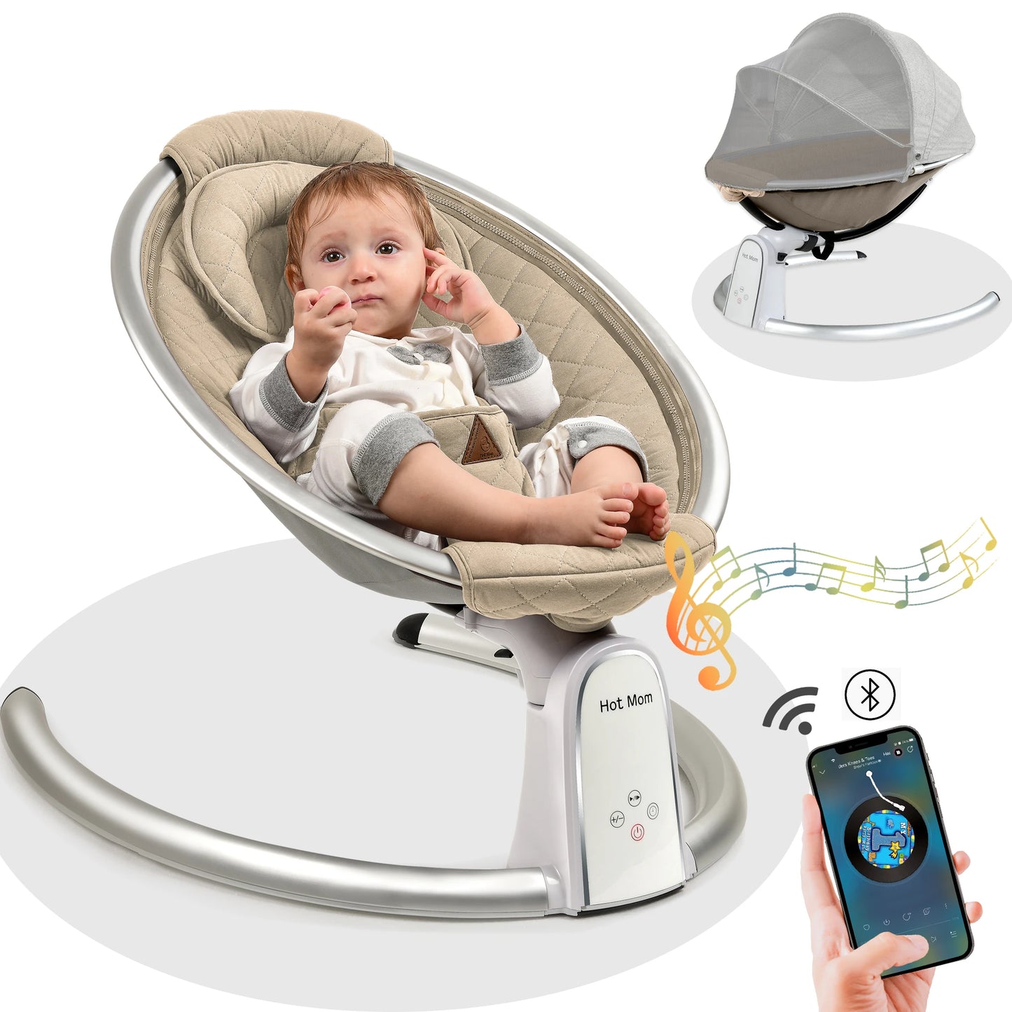 Hot Mom BB200 Baby Swing  with Adjustable,Electric Baby Bouncer Seat Multiple Function Baby Rocker Swing