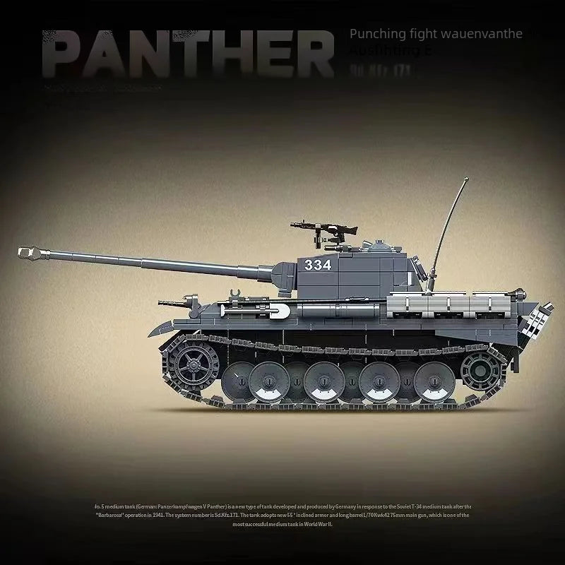 WORLD WAR II TANK Panzerkampfwagen v Panther Ausführüng G Sd.Kfz.171 Building blocks military doll boy 8 year old toy gift