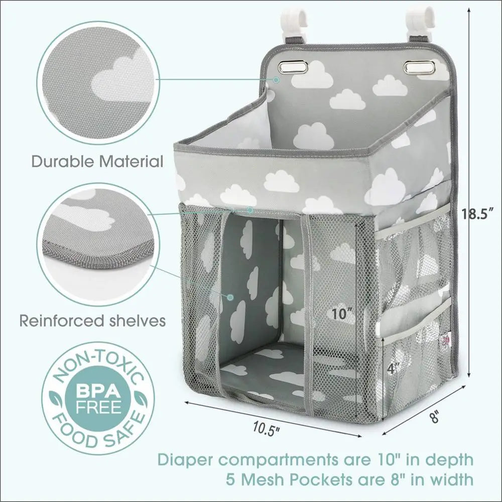 Newborn Bed Nappy Storage Organizer Crib Hanging Storage Bag Caddy Organizer For Baby Essentials Bedding Set Diaper Storage Bag