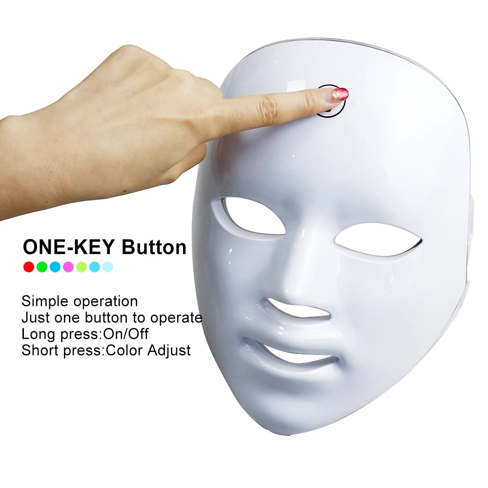 LED Beauty Facial Mask 7 Colors Photon Therapy Skin Care Mask Skin Rejuvenation Anti Acne Wrinkle Lifting Face Whitening Home