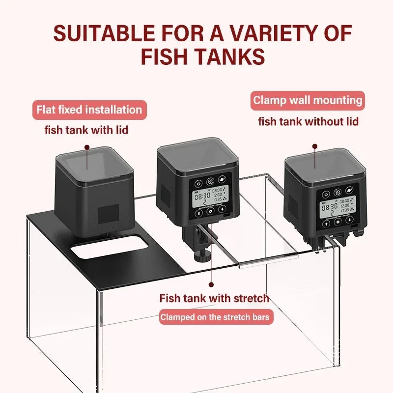 Automatic Fish Feeder LED LCD Screen 120ml/320ml Large Capacity Smart Timing Turtle Fish Tank Auto Feeder Aquarium Accessories