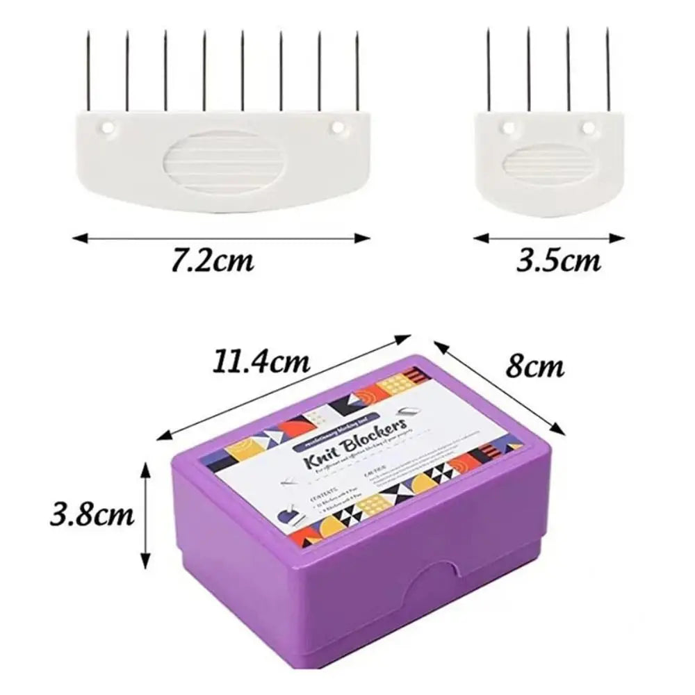 Knit Blockers Set 20 Pcs Stainless Steel Knitting Blocking Combs and Pin with 2 Different Sizes for DIY Knit Crocheting Supplies