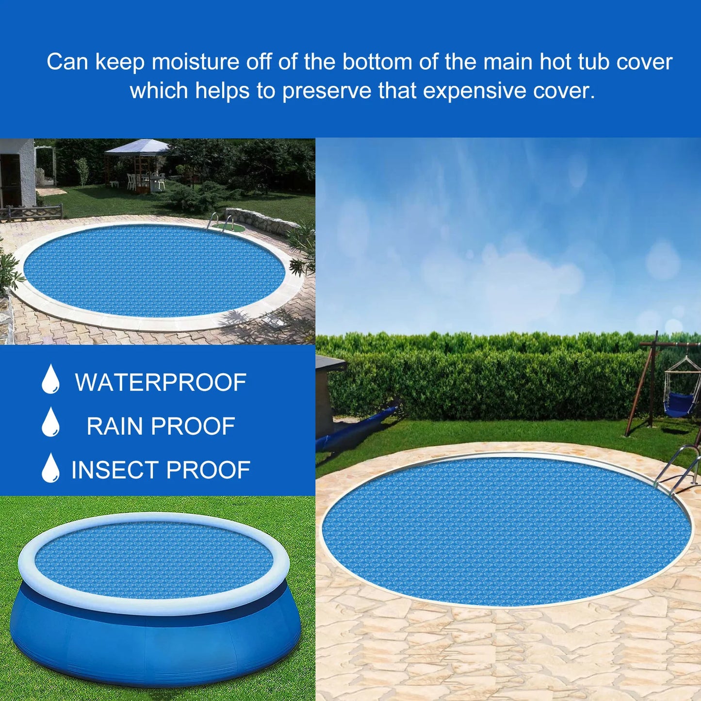 Swimming Pool Cover Round Solar Summer Waterproof Pool Tub Dust Outdoor Foldable Tarpaulin Bubble Blanket Accessory Dropshipping