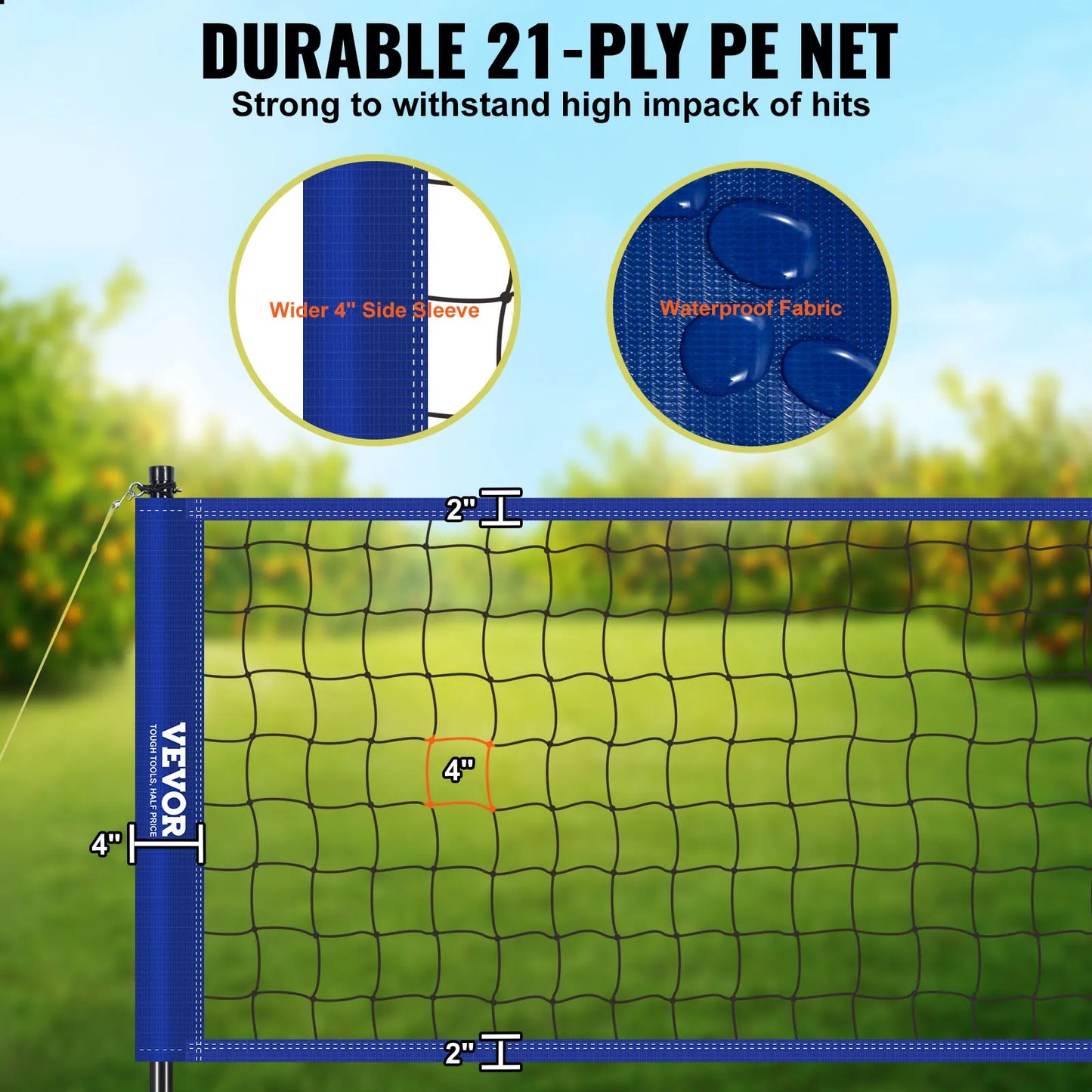 VEVOR Outdoor Volleyball Net System Adjustable Height Steel Poles with PVC Volleyball Pump Carrying Bag for Backyard Beach Lawn